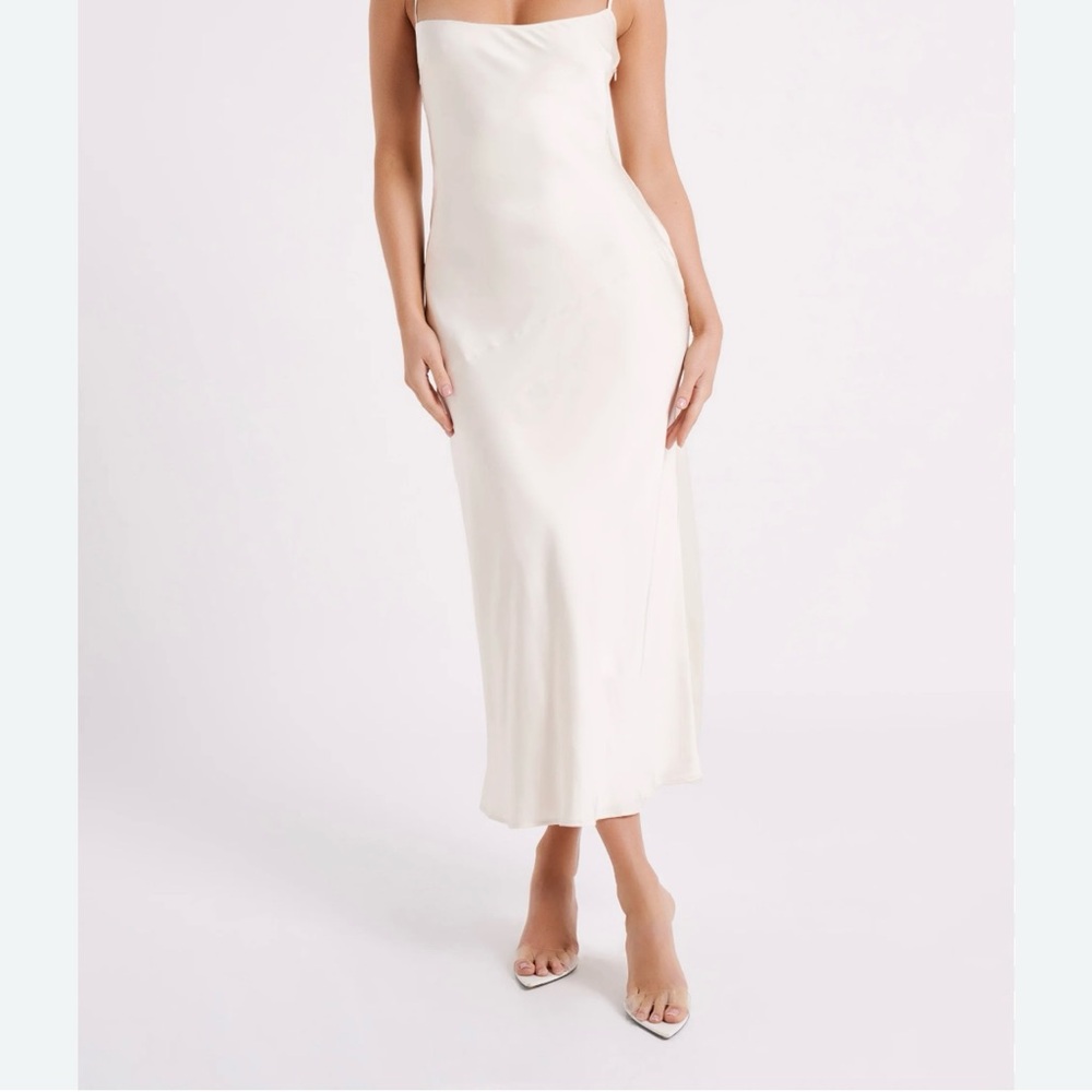 Meshki White Satin Dress Size Medium